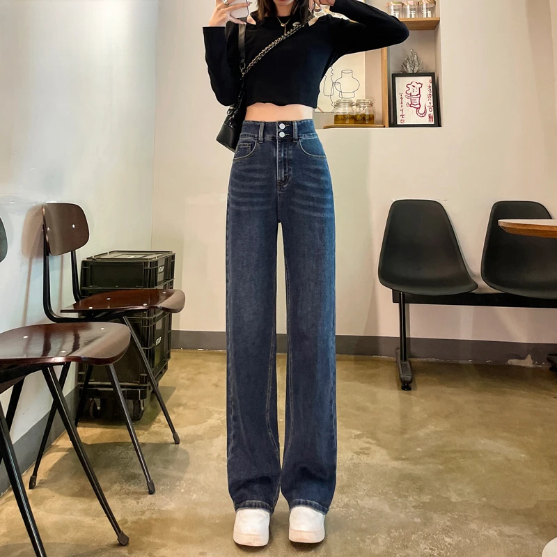 直筒牛仔裤女2025爆款新款高腰宽松显瘦拖地阔腿裤子女百搭