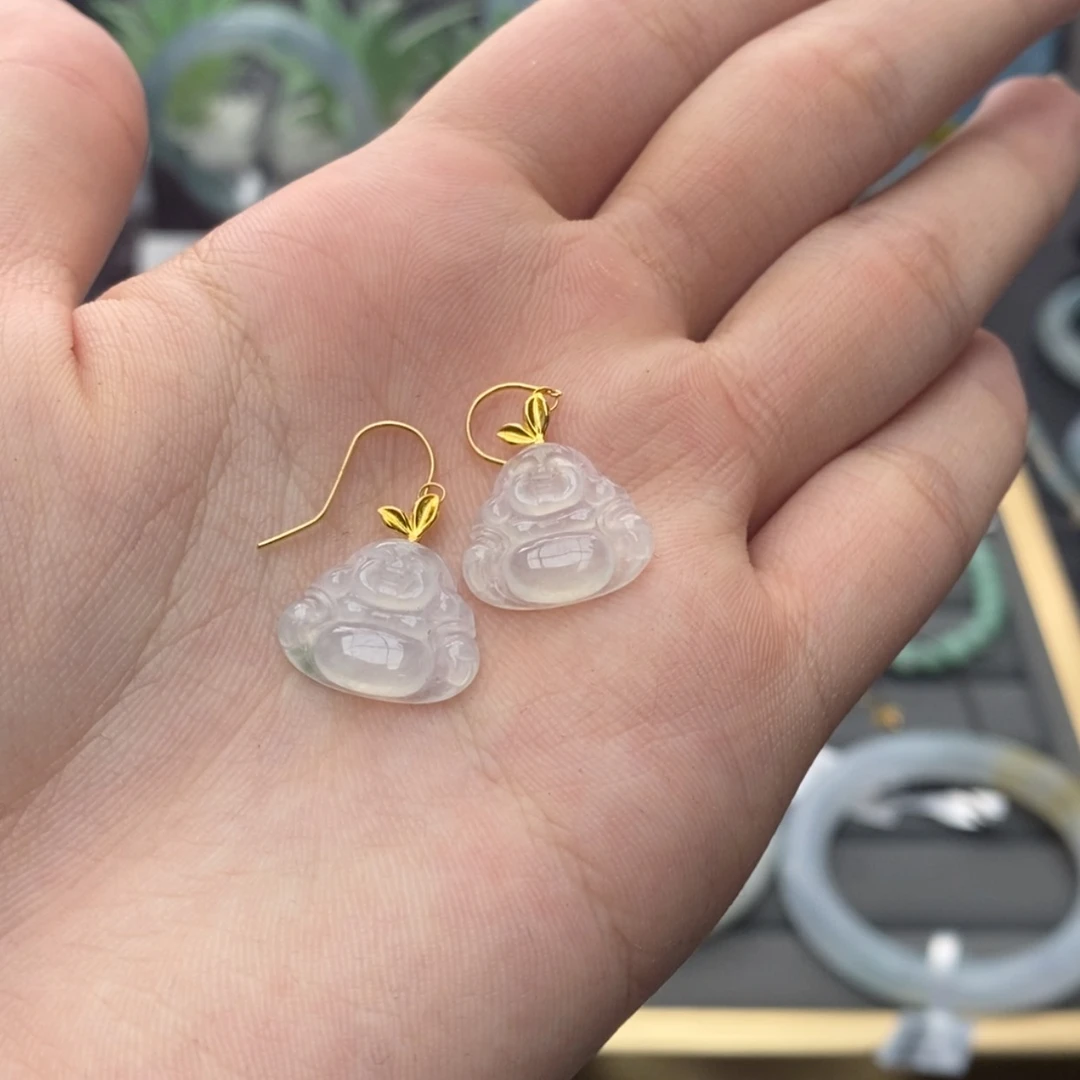 【闪购商品】18K金镶嵌翡翠耳饰