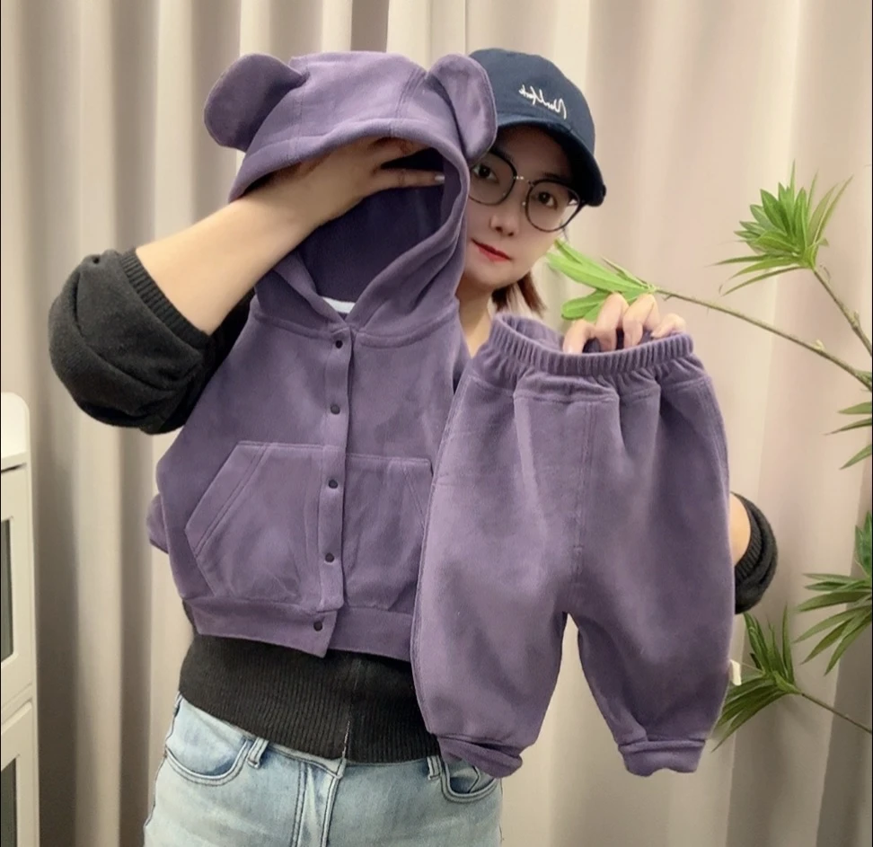 【清！不补】加绒连帽套装宝宝保暖两件套