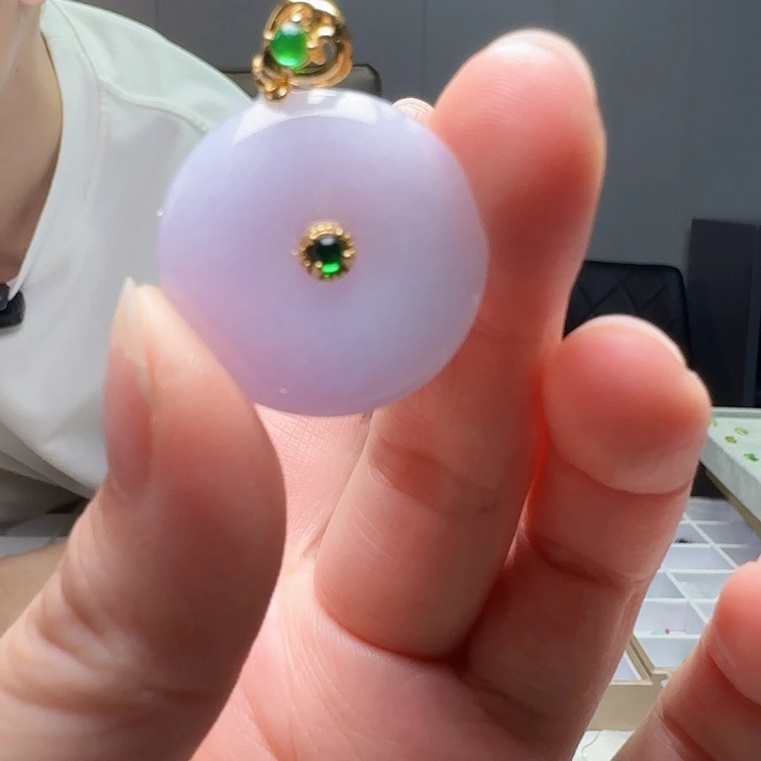 翡翠银S925镶嵌吊坠(不含链)天然