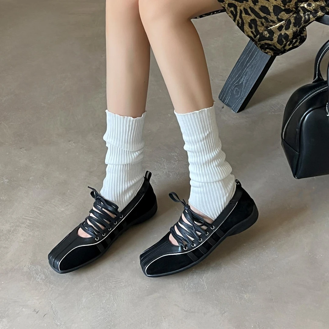 【高奢&达人款】2025新款情侣配裙子绑带芭蕾舞鞋女夏季厚底玛丽