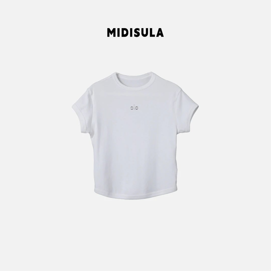 阿玉家#简约字母olo简约款纯色T恤包边短袖#6938