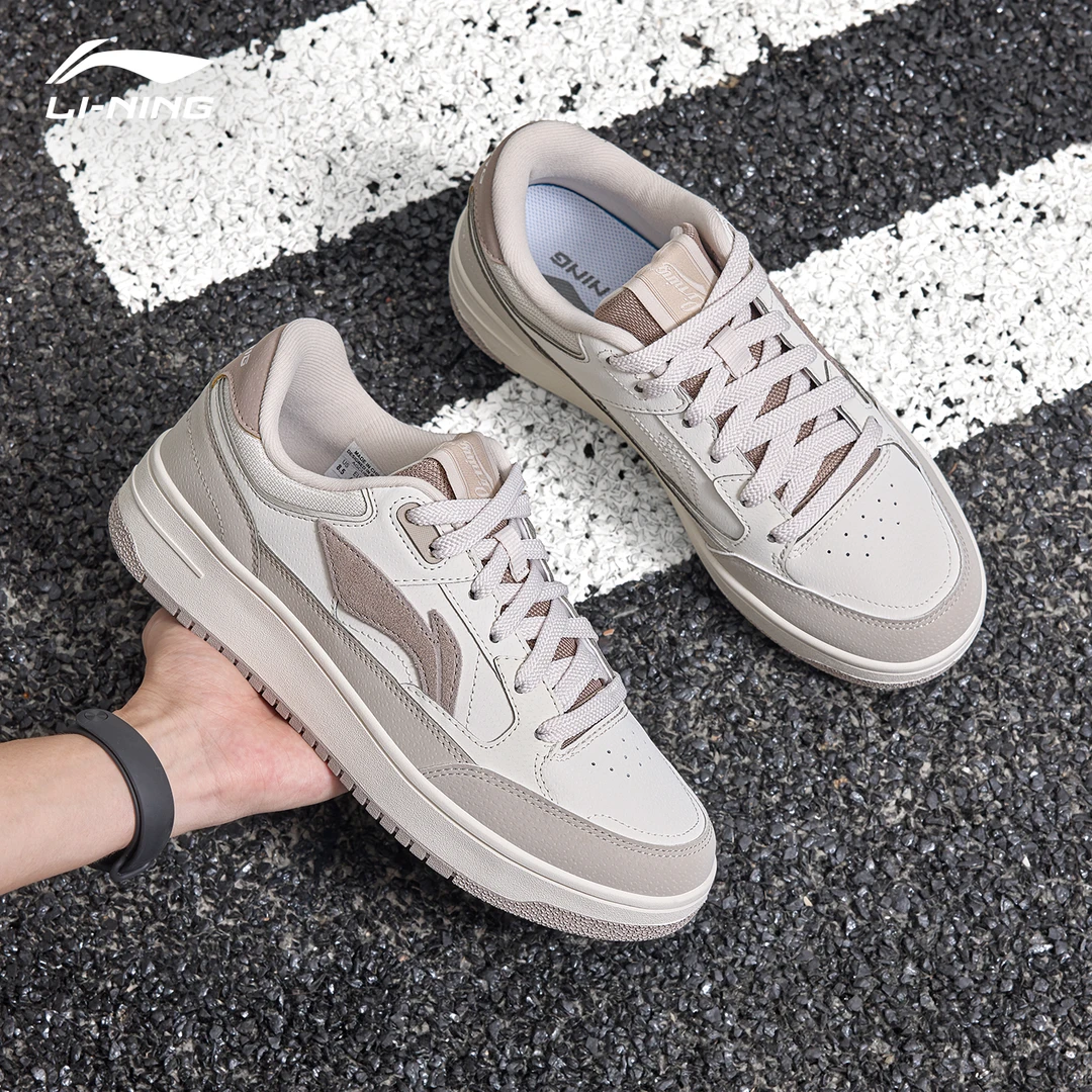 李宁天迹男鞋板鞋2025夏季新款低帮硬底透气时尚拼接百搭休闲鞋子