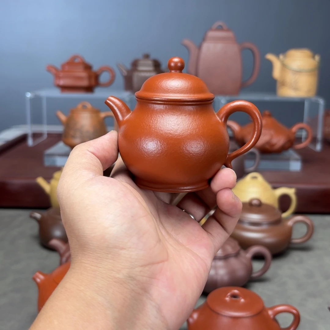 茶壶紫砂高潘120CC朱泥