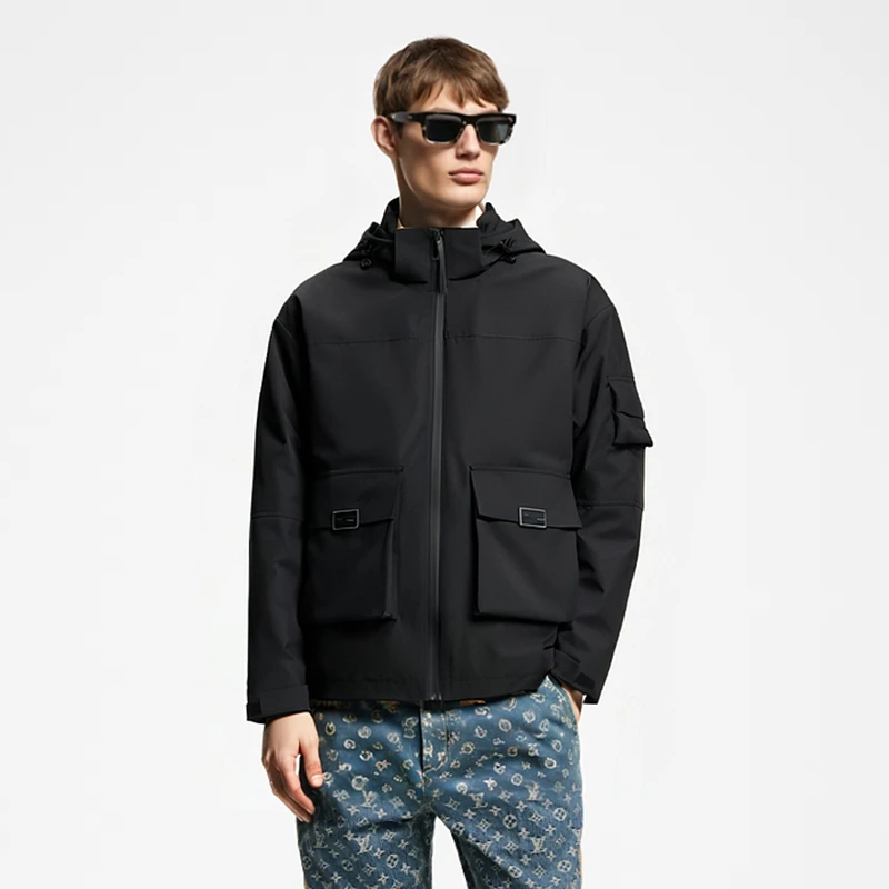 设计感小众冲锋衣夹克男士2025新款春季休闲连帽防风户外时尚外套