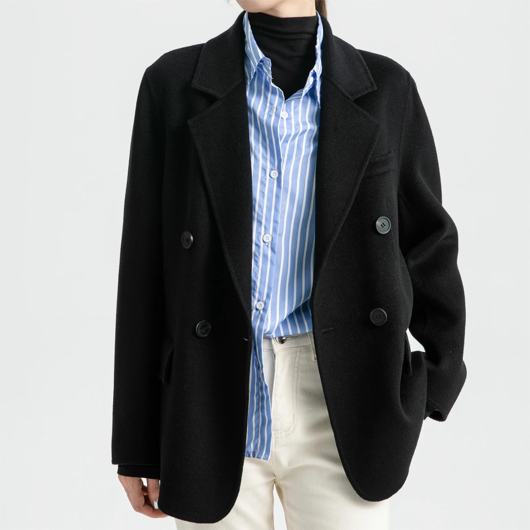 【果缎梅姐专属】双面羊绒大衣修身短款23HW339-SYR