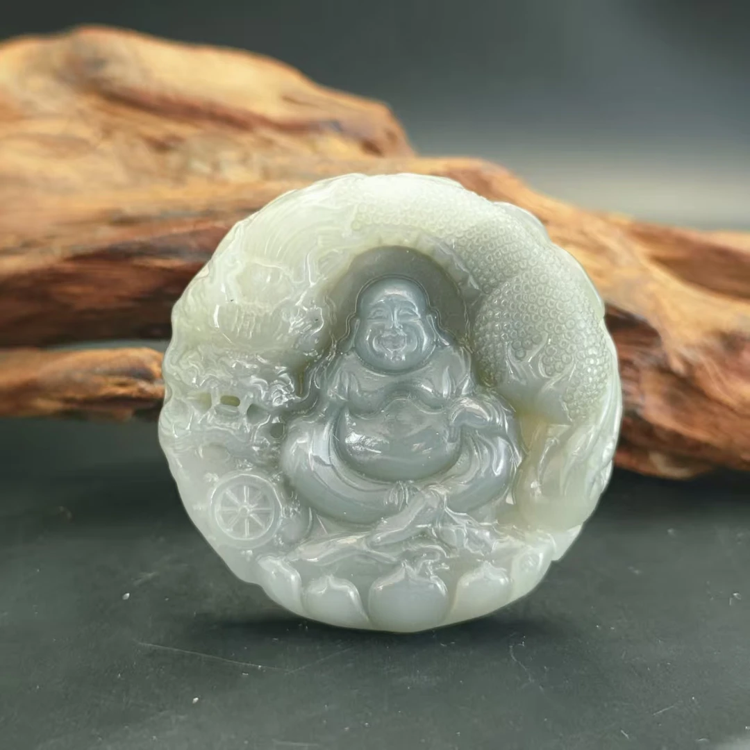 Q和田玉御龙佛公吊坠2652