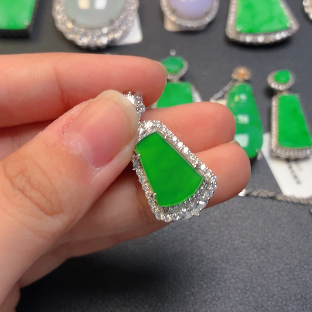 翡翠银S925镶嵌吊坠(不含链)