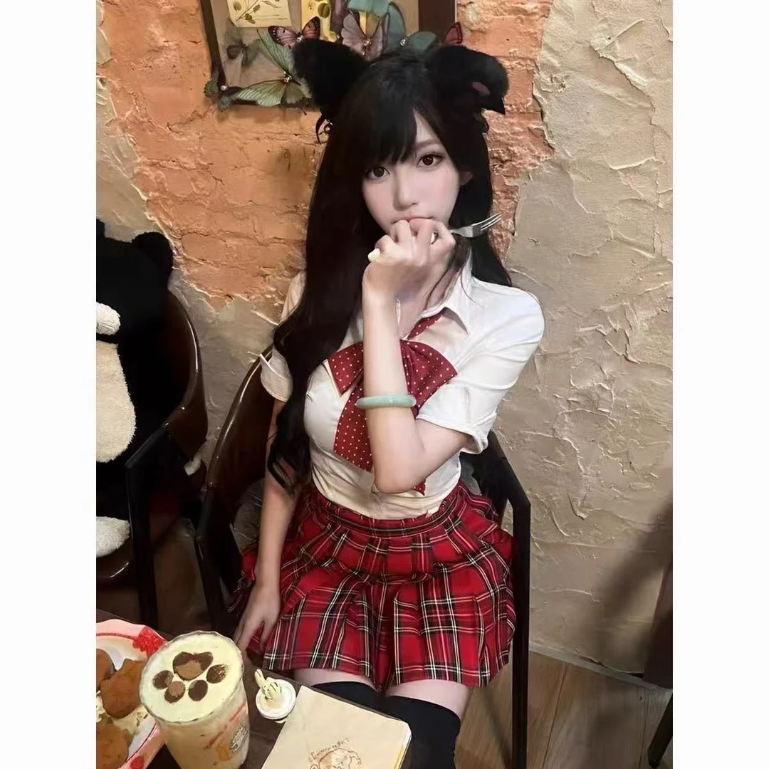 森系INS风日式原宿风时尚套装红色裙子水手【E区】5182/E16-3