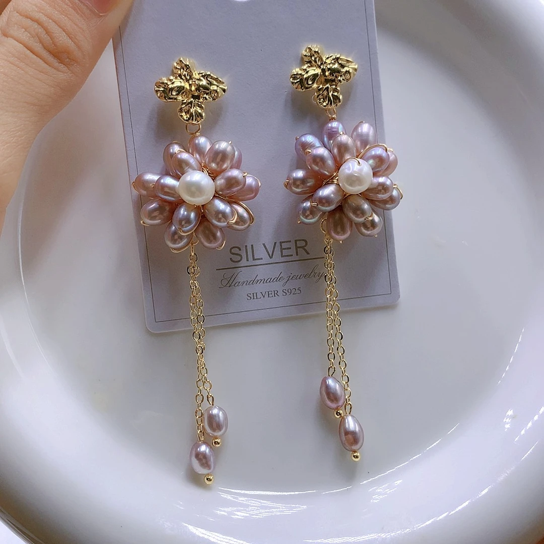 银S925镶嵌耳饰淡水珍珠