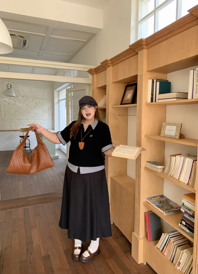 清仓！NailooStudio「复古回忆」高腰仿马面褶腰带西装半身裙大码