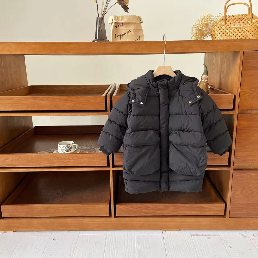【现货反季清仓】NYRY023冬季儿童羽绒服中长款外套85绒子鸭绒