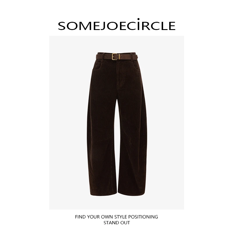 SOMEJOECIRCLE【休闲裤】25秋冬季新款复古摩登棉质阔腿裤子女Z7787