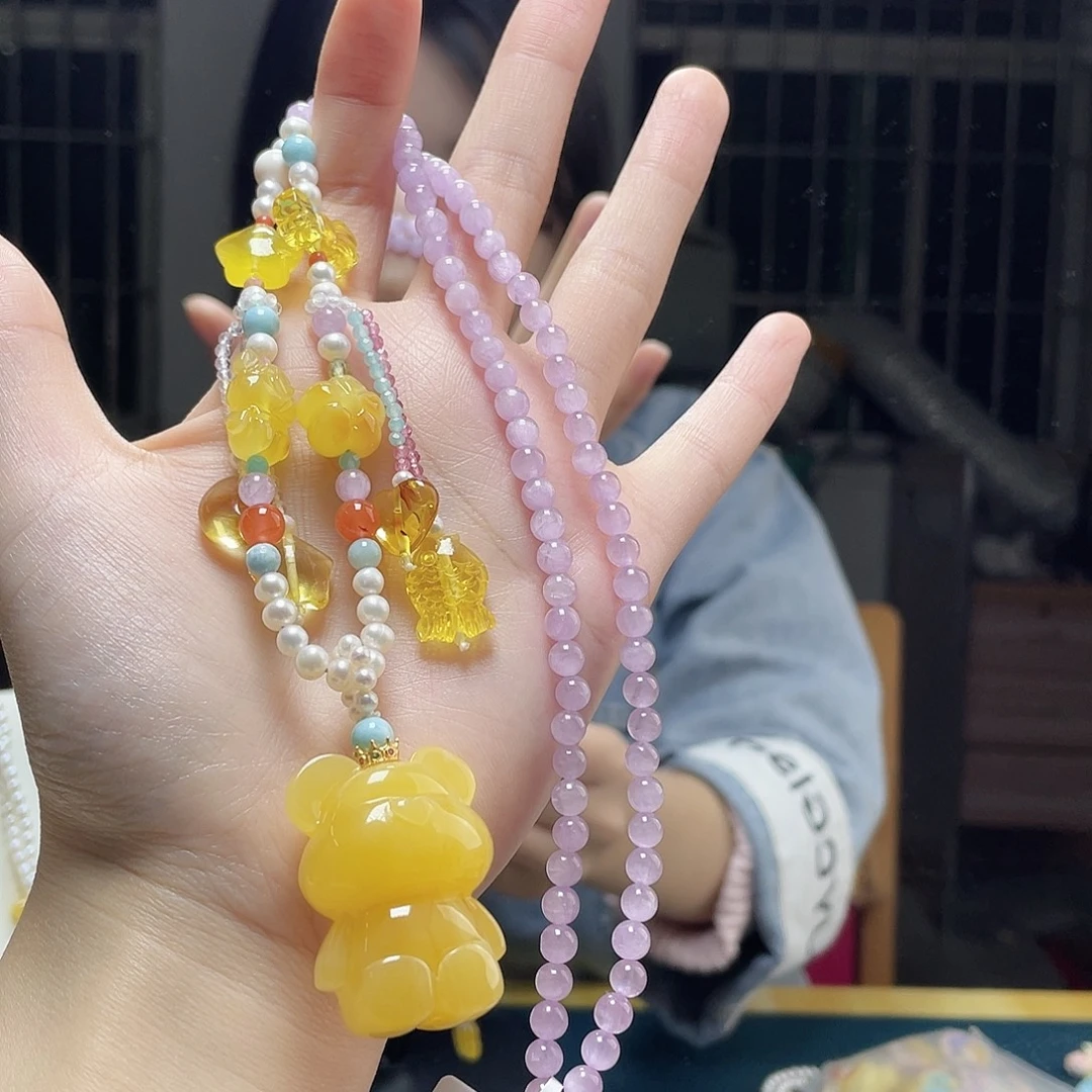 蜜蜡银S925镶嵌裸石吊坠