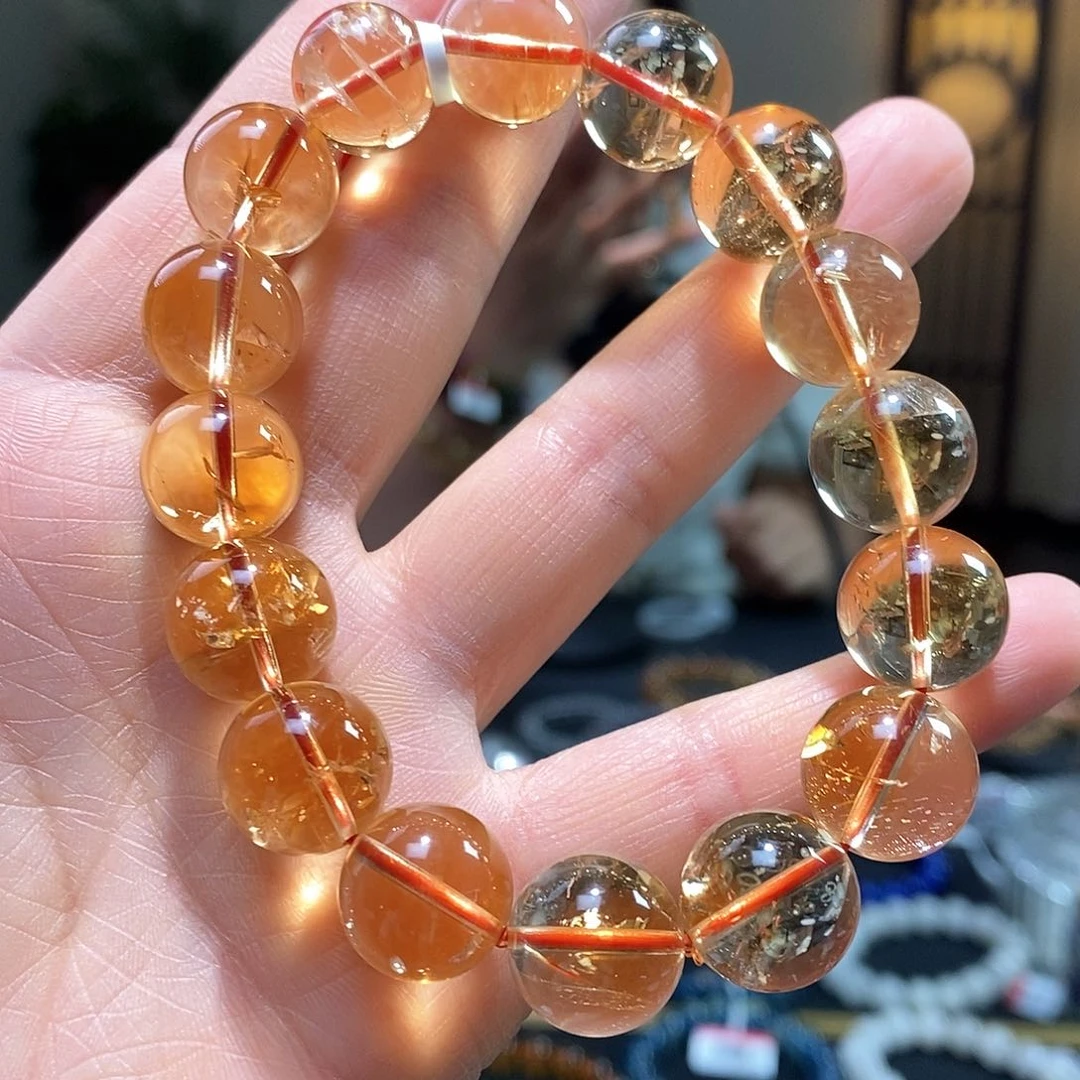 水晶手链未镶嵌13.4黄水晶手串3399