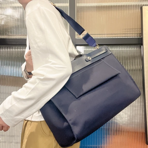 95新 Hermes/爱马仕 【涛】35PP04蓝色双袋单肩斜挎包