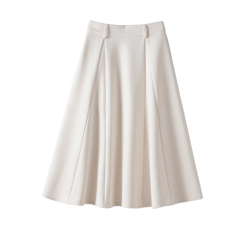 法式伞裙百褶白色百搭2025夏季新款高腰半裙御姐风大摆A字半身裙
