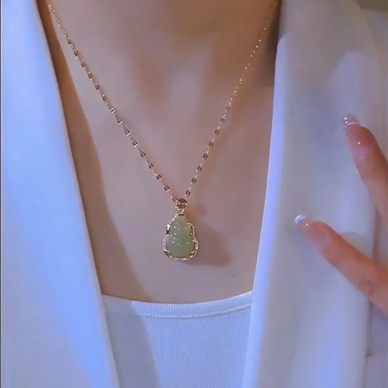 合金项链 2025新款小葫芦项链轻奢时尚毛衣链配饰高级感女百搭