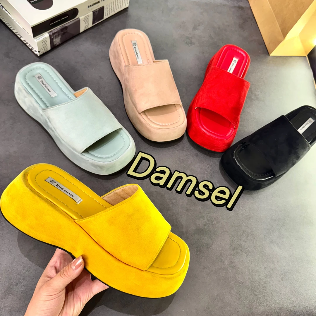 Damsel-厚底拖鞋女夏季外穿2025新款高级感糖果色一字拖松糕底