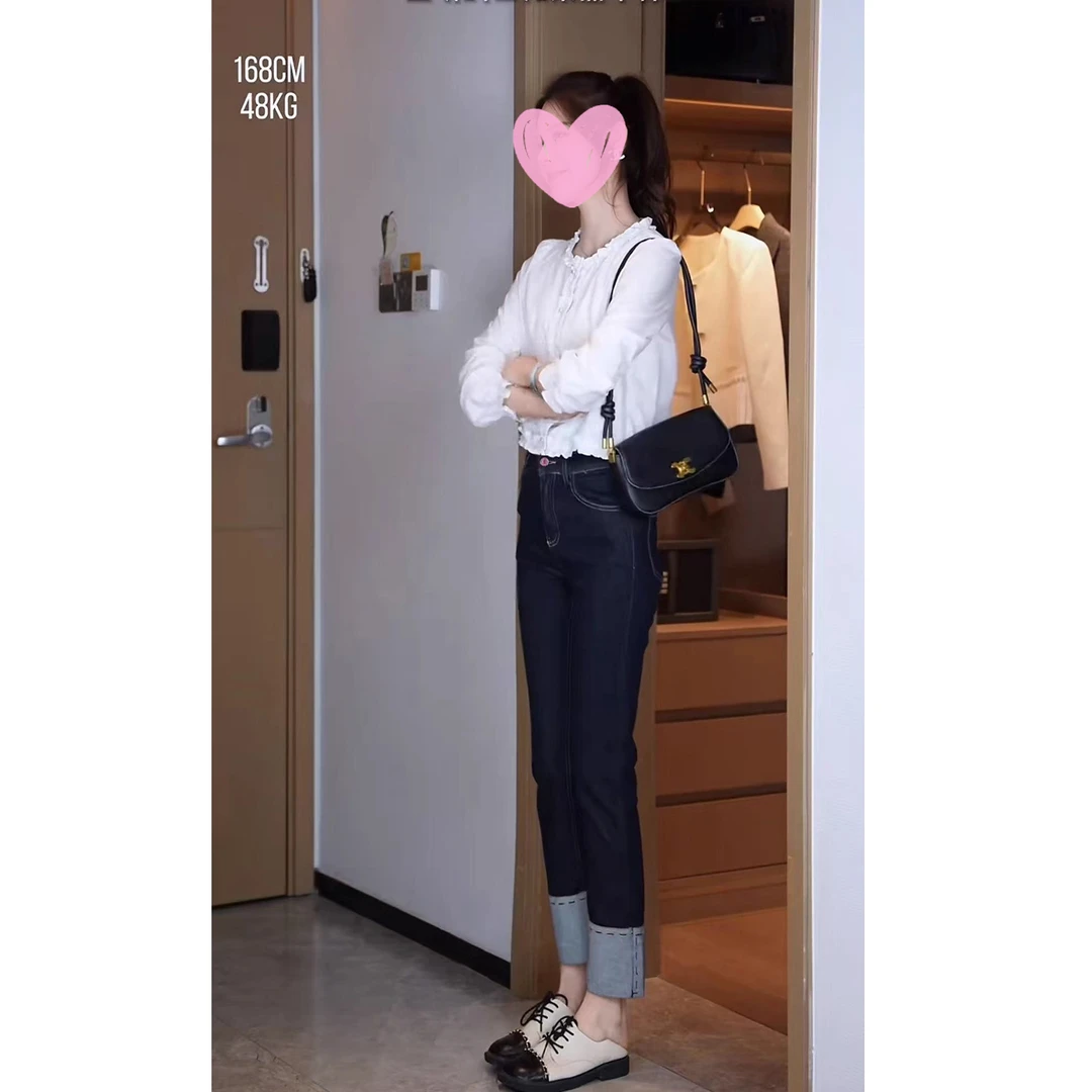 张元一女装同款极简风衬衫女秋季新款花边领绝美小衫白色短款上衣