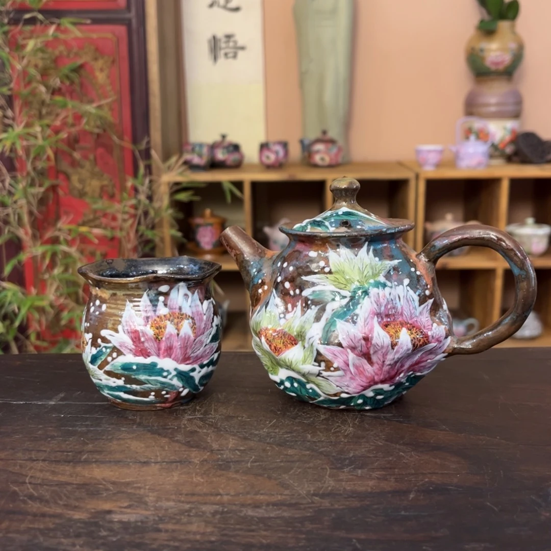 柴烧纯手工手绘陶瓷