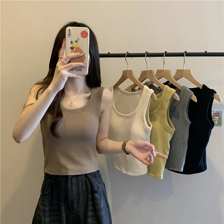带胸垫一体小吊带背心女夏季西装内搭打底衫宽肩无袖上衣美背内衣