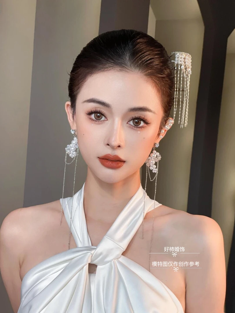 好柿｜240 超长夸张珍珠大气流苏耳环潮高级感轻奢小众重工耳饰