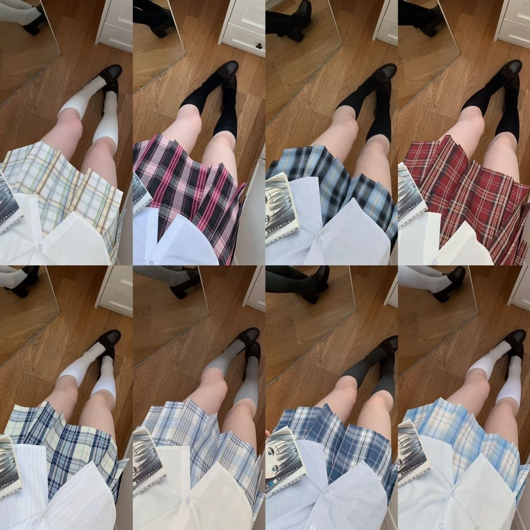 野原小黑jk原创《格裙合集》制服半身裙百褶裙学院风百搭格裙百搭