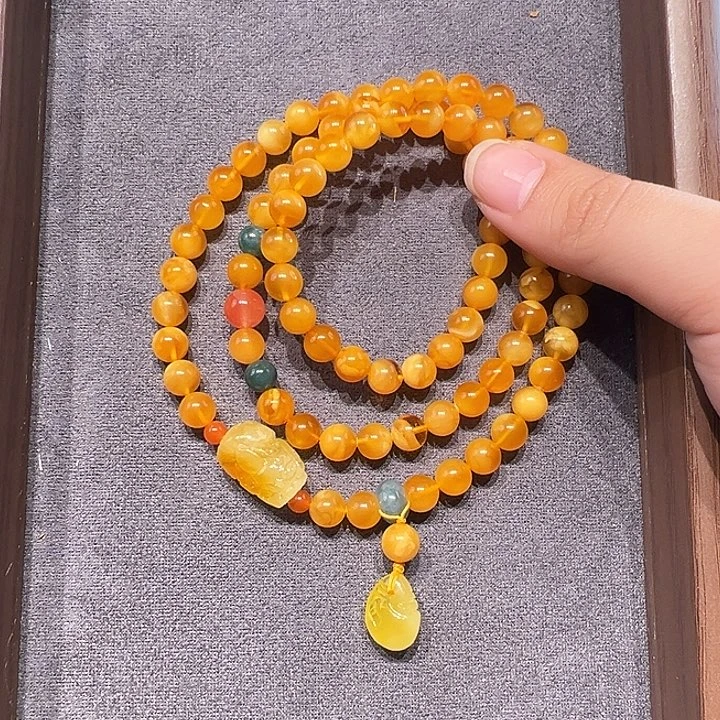 蜜蜡未镶嵌手串7.2mm蜜蜡手串