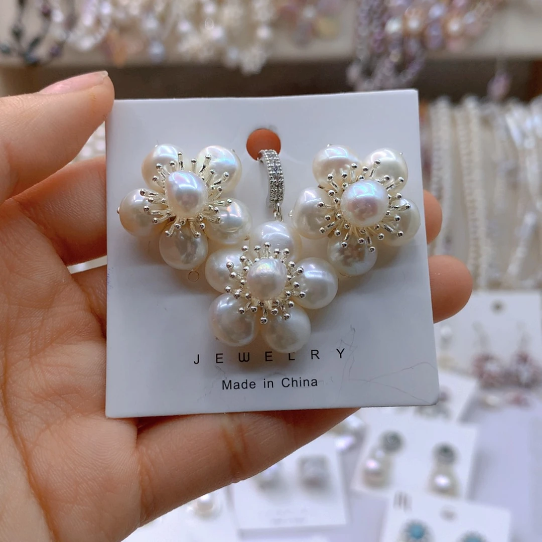 淡水珍珠耳饰银S925镶嵌