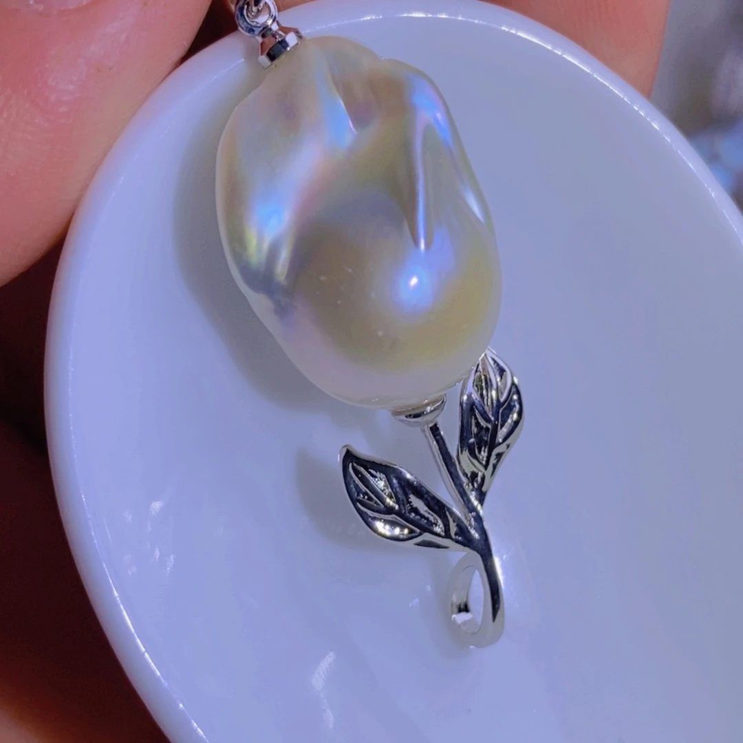 银S925镶嵌天然淡水珍珠淡水珍珠