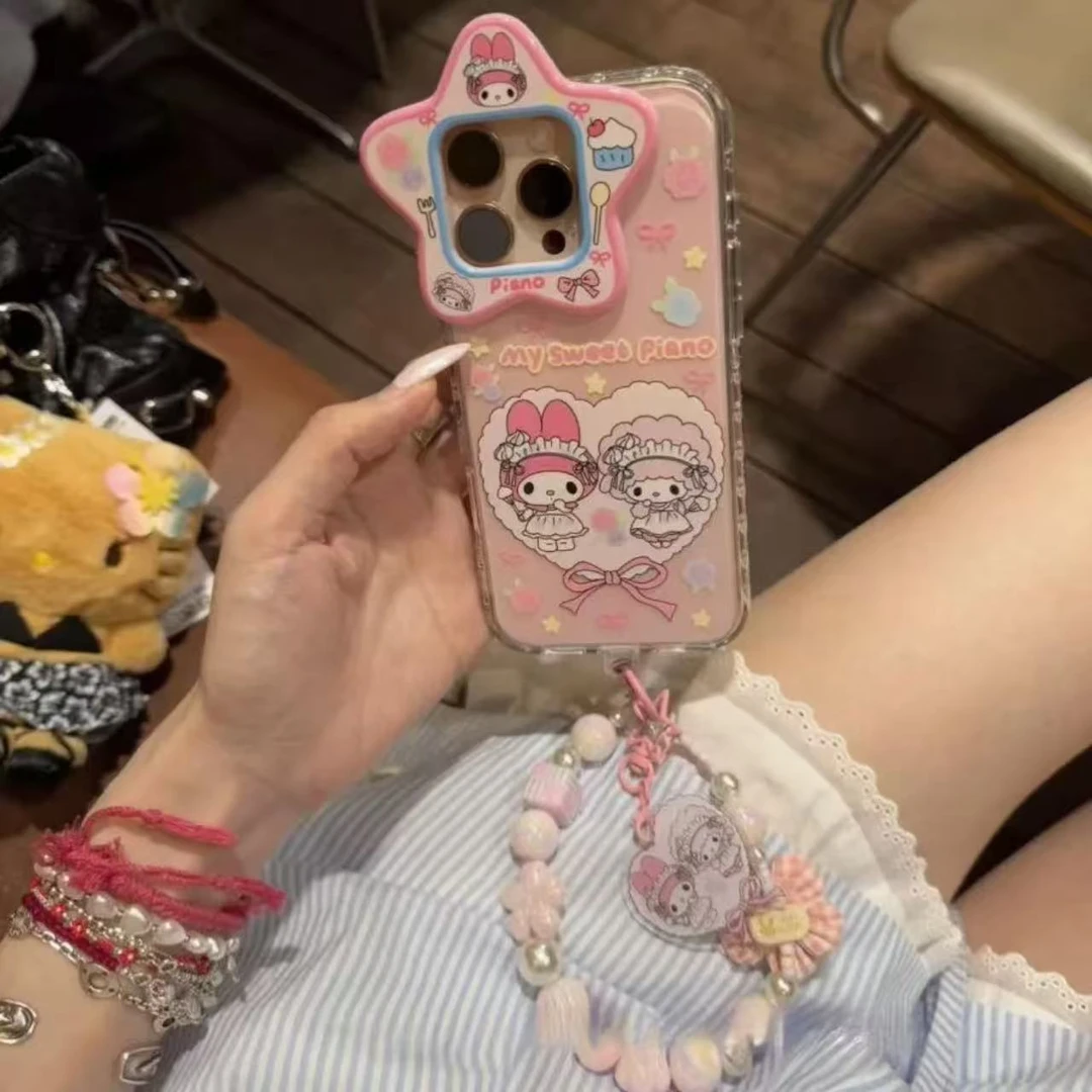星星镜头框美乐蒂适用iPhone16promax手机壳苹果15Pro少女14/13