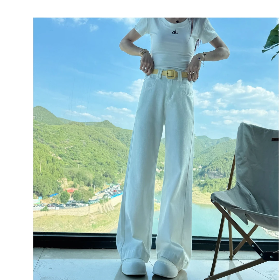 【牛牛专属】2025新款爆款白色牛仔裤挖袋升级高腰窄版直筒阔腿裤