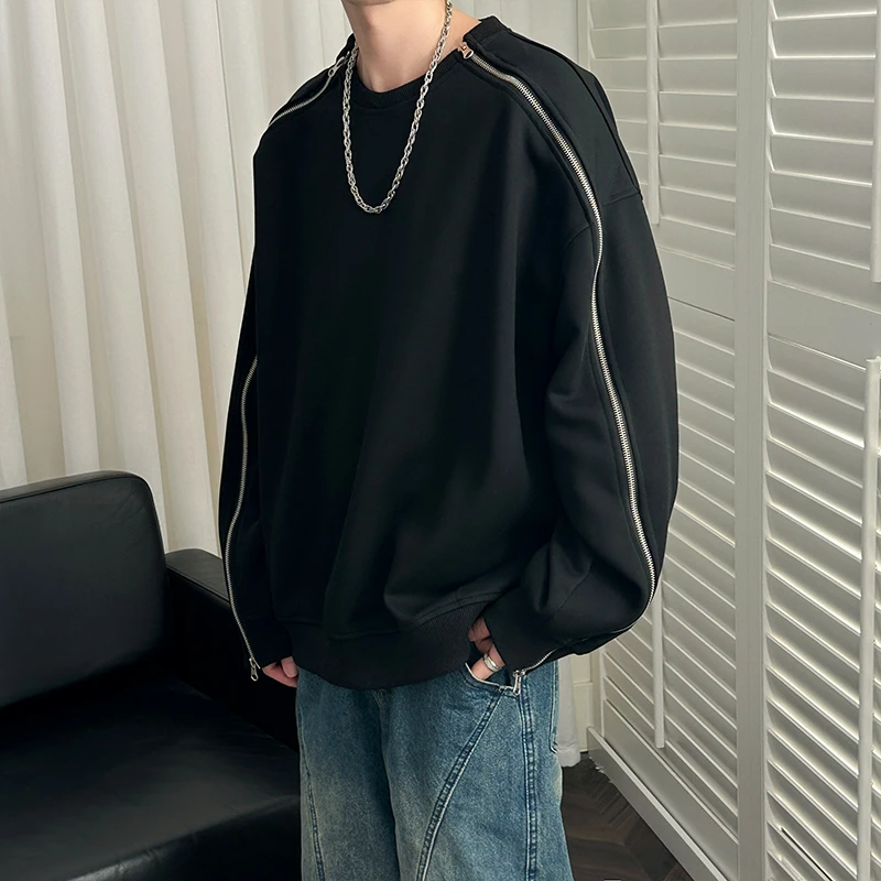 卫衣男潮牌高级感男士长袖春秋款圆领拉链设计感男生痞帅宽松外套