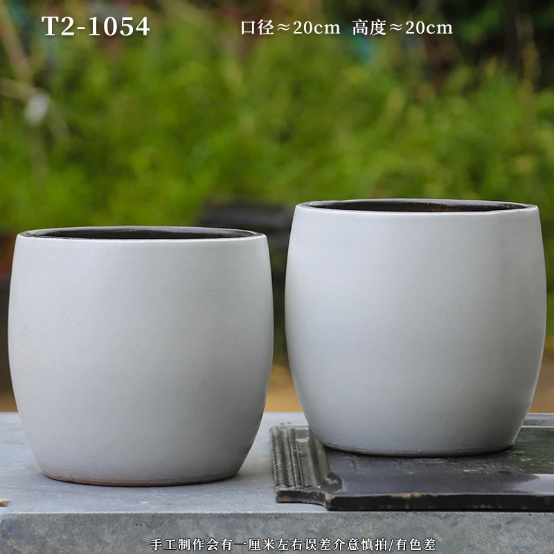 T2-1054宜兴紫砂红陶双耳大号老桩陶罐粗陶花盆透气万能盆花盆