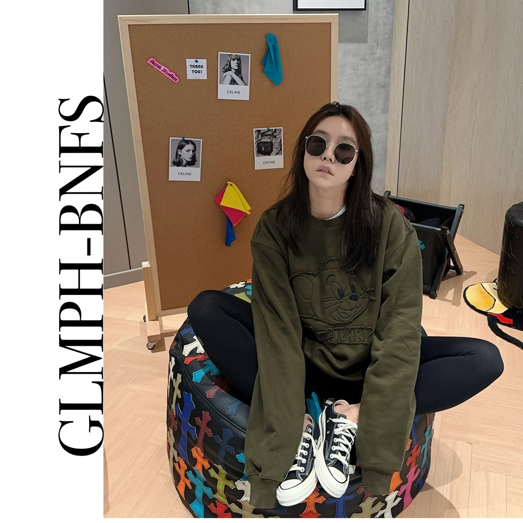 GLMPH-BNFS【总动员呀】卡通刺绣圆领宽松卫衣长袖休闲百搭上衣-622