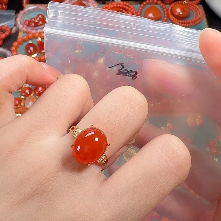 南红玛瑙银S925镶嵌戒指