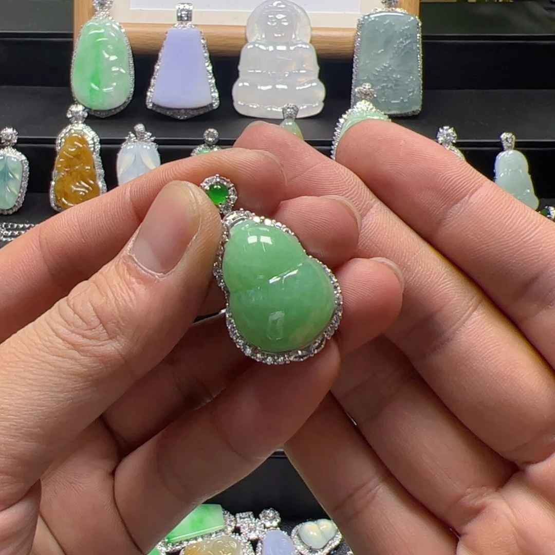 颈饰银S925镶嵌翡翠天然翡翠a货