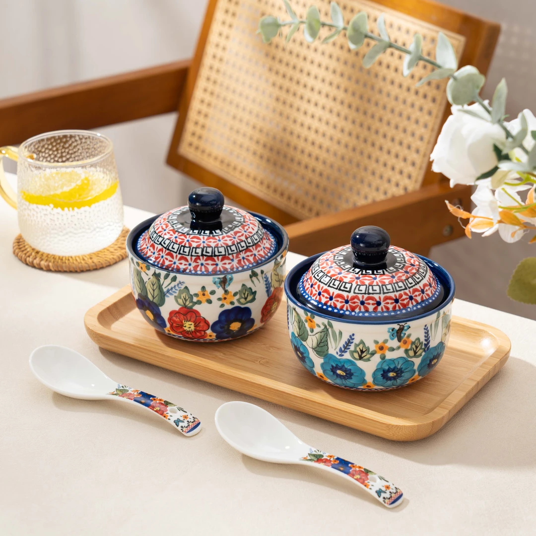 【SILESIA/出口原单】手绘西里西亚-4.5英寸带盖炖盅两个