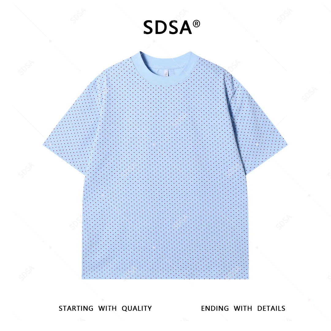 SDSA夏季新款男士痞帅简约撞色波点圆领短袖T恤简约休闲百搭上衣