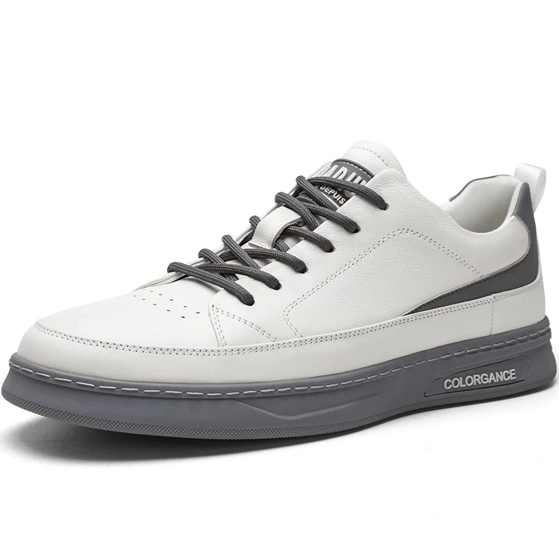 【6018】低跟休闲风透气厚底系带休闲板鞋男士休闲鞋韩版小白鞋真皮