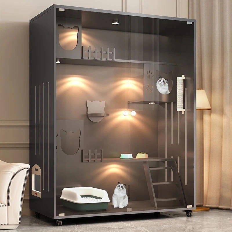 猫咪别墅猫舍豪华全景室内家用猫笼子猫房子超大自由空间猫屋猫柜