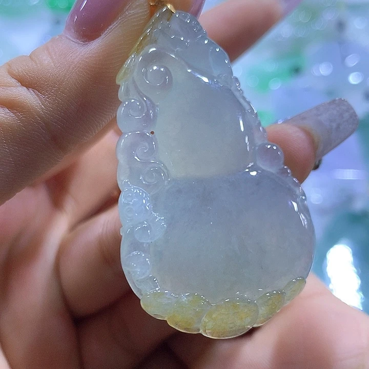 翡翠18K金镶嵌颈饰天然翡翠A货吊坠