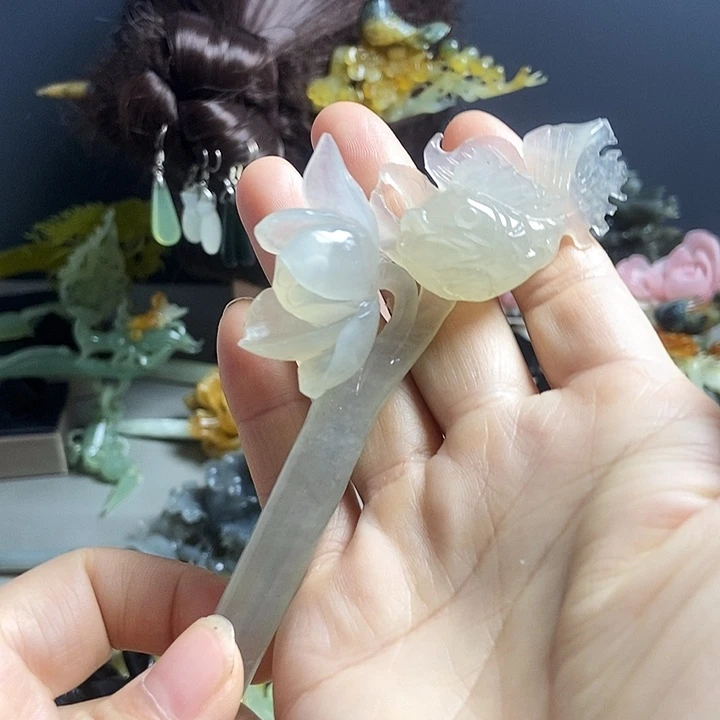 岫玉未镶嵌发簪发簪