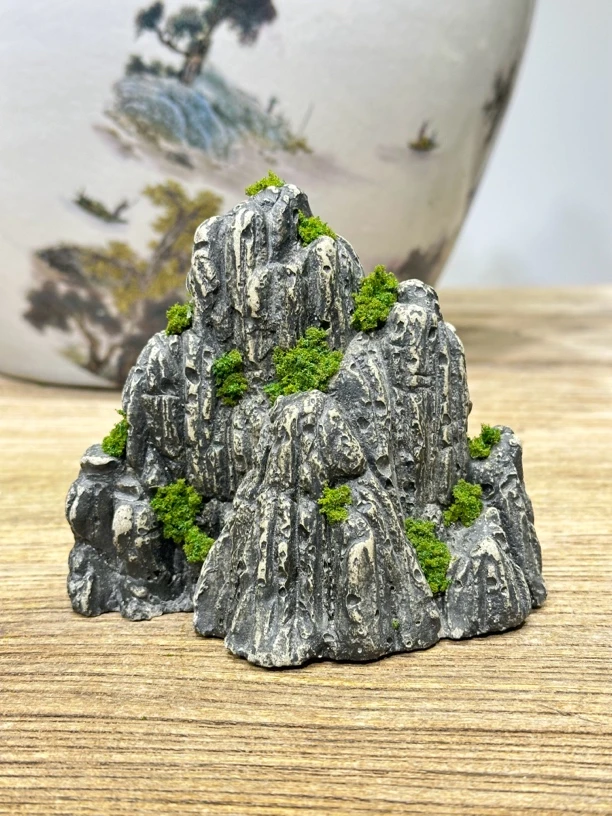 山水摆件小三山桌面茶桌造景鱼缸花盆会所地景摆件