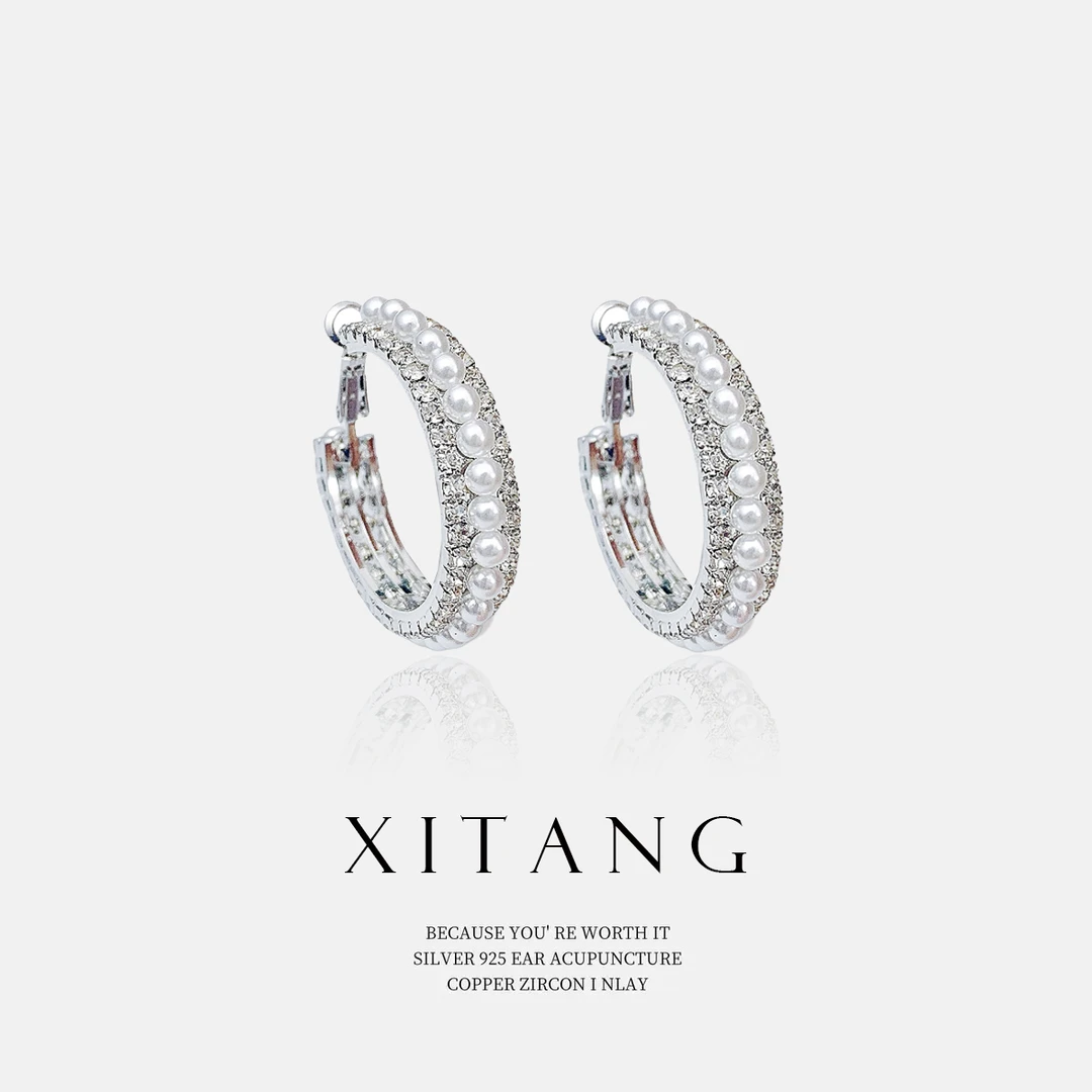 《一轮星月》个性圈圈简约百搭气质耳钉耳环耳坠8490