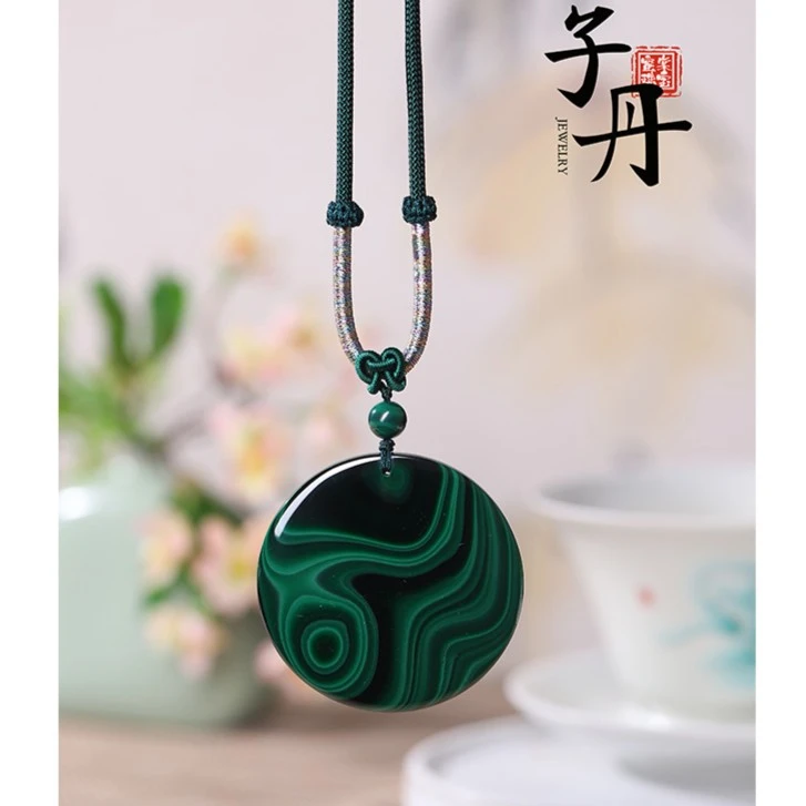 【蜜棠二店】 孔雀石圆牌吊坠颈饰项链 C4-012