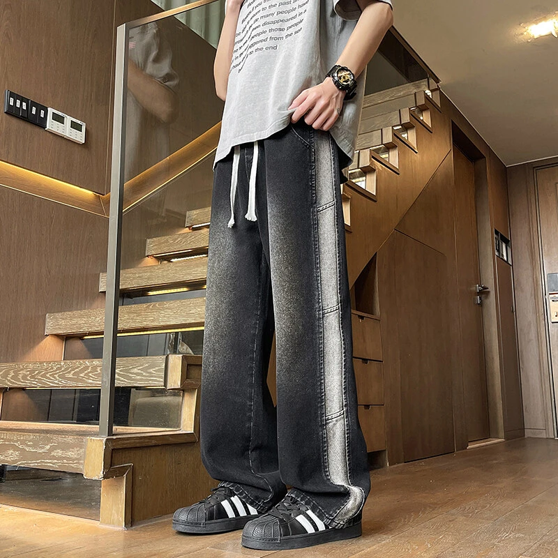 薄款夏季长裤系带宽松抽绳牛仔裤春秋夏韩版垂感男士春夏潮流