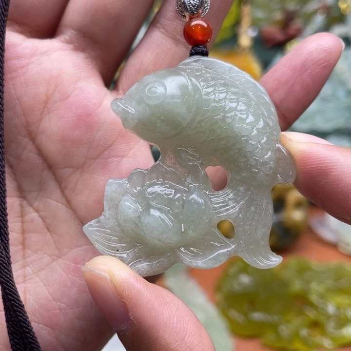 未镶嵌岫玉吊坠毛衣链锁骨链
