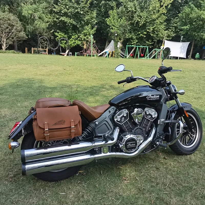 侧边包适用印第安侦察兵Bobber摩托车改装配件复古牛皮工具尾挂包